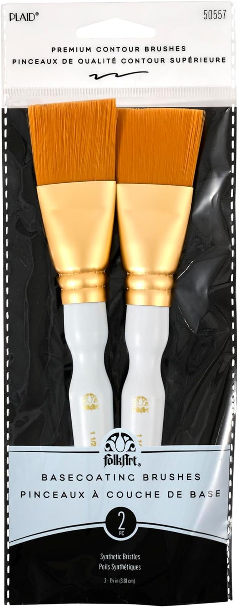 50557E Flat Brush, (2-Piece), Gold Taklon