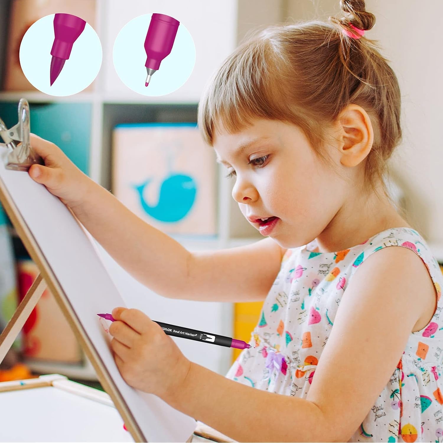 Dual Tip Brush Pen, Watercolor Pen Set, 24 Color Double Ended Painting Pen, Fine Line Art Marker Pen, Water Based Highlighter, Used for Outline, Drawing, Calligraphy and Coloring Books. (24)