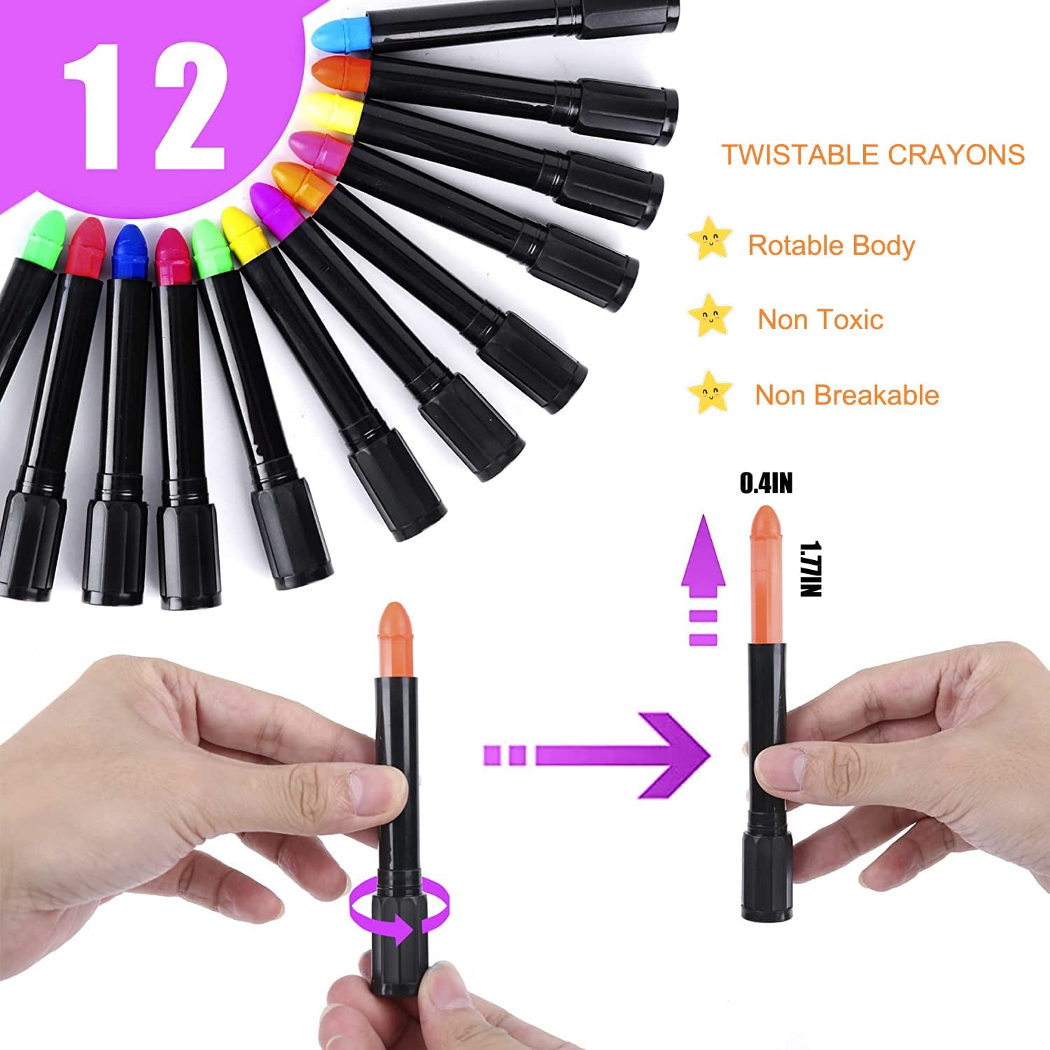 12 Colors Glow Face Body Paint, UV Crayons Makeup Glow in the Black Light Body Paints for Kids Adult, Fluorescent Neon Face Painting Kit for Birthday Party Halloween Masquerade Makeup Outdoor