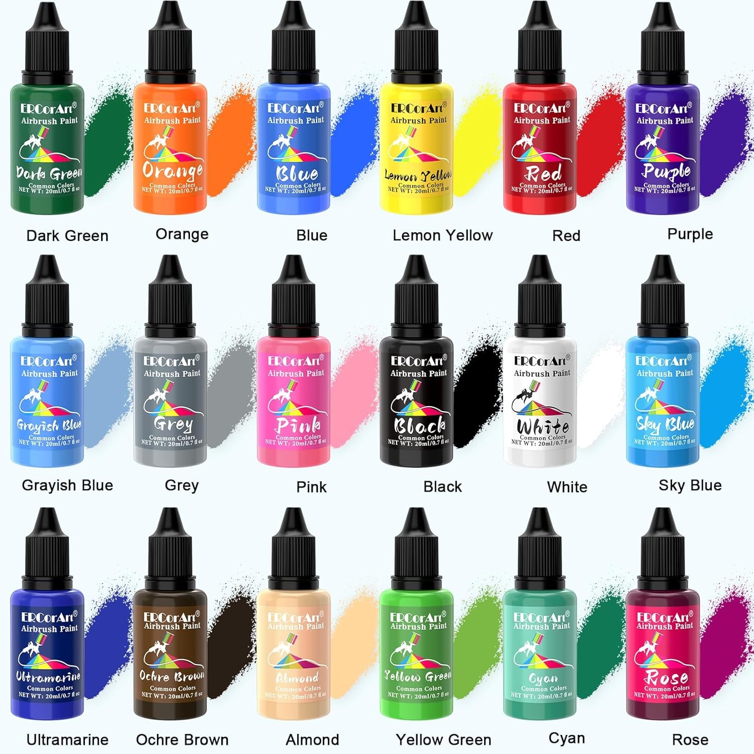 Airbrush Paint Set - 30 Colors Ready to Spray Airbrush Kit with 2 Cleaning Brush, Water Based Acrylic Air Brush Paint for Metal, Plastic Models, Artists - 0.7Fl Oz