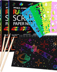 8 Pack Scratch Arts Drawing Notebook Paper for Kids Art Supplies, Large Rainbow Scratch and Sketch Books Set for Kids Party Favors
