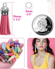 Tassels for Jewelry Making, 50Pcs Leather Tassel Keychain Charms Bulk with 50Pcs Jump Rings for Bracelets, Acrylic Key Chain Blanks and Craft Supplies