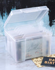 Greeting Card Organizer & Storage Box for Cards, 6 Adjustable Dividers, Plastic, Stackable, 10"L X 8.5"W X 7.5"H