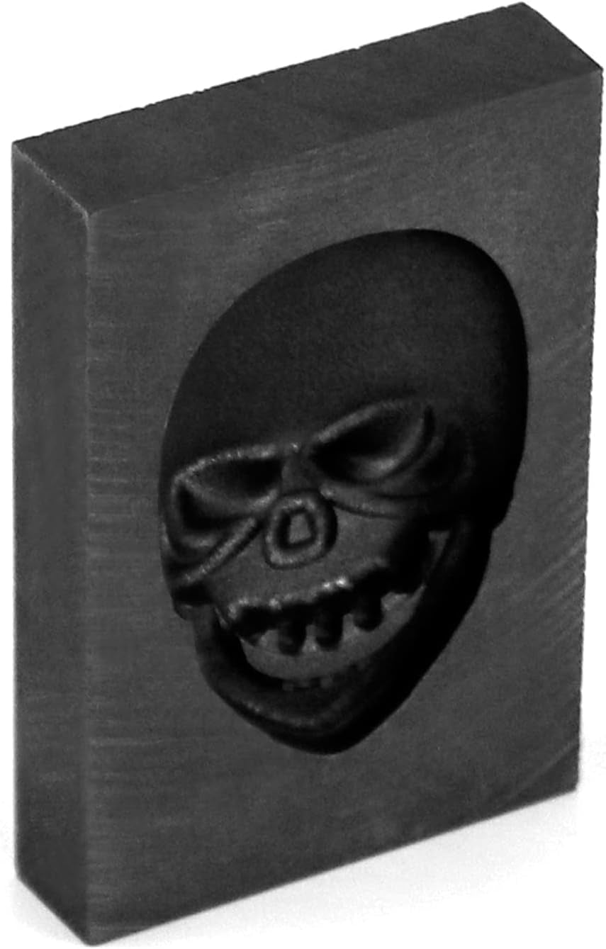Casting Mold, Skull Graphite Casting Ingot Mold Crucible Mould for Melting Casting Refining Gold Silver Metal Aluminum Copper Brass (60Mm X 40Mm)