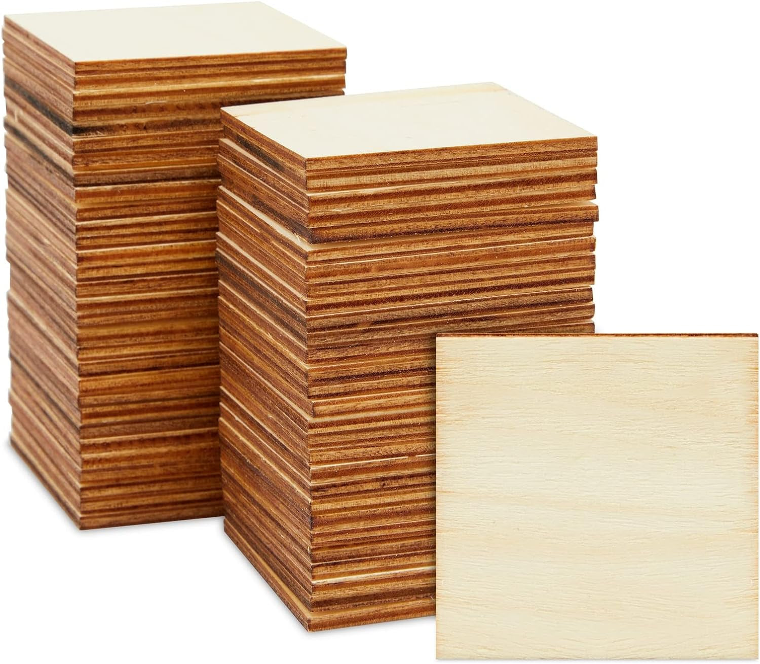 60 Pieces 2X2 Wood Squares for DIY Crafts, Unfinished Wooden Cutout Tiles for Painting