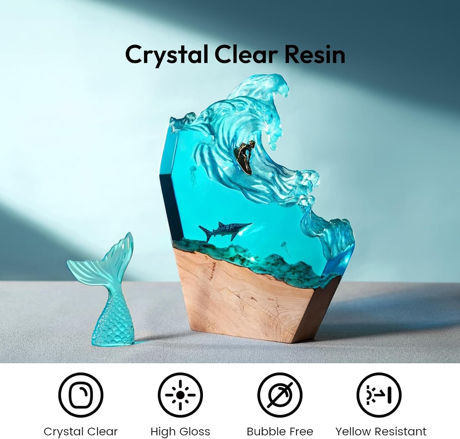 Epoxy Resin 1 Gallon - Crystal Clear Epoxy Resin Kit with Diversion Port - High Gloss No Yellowing No Bubble Art Resin for Mold Casting Jewelry Making Table Top Wood Coating DIY Crafts