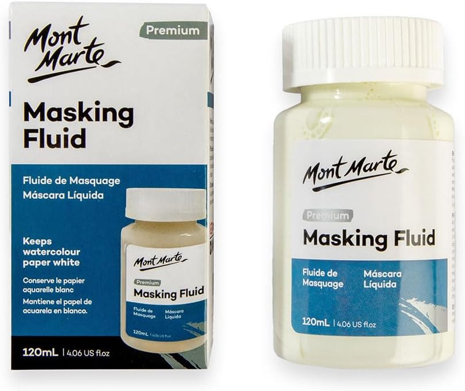 Masking Fluid Premium 120Ml (4.06 US Fl.Oz), Masking Fluid for Watercolor Painting, Keeps Areas Free of Color and Edges Crisp, Resists Watercolor, Ink and Pouring Paint