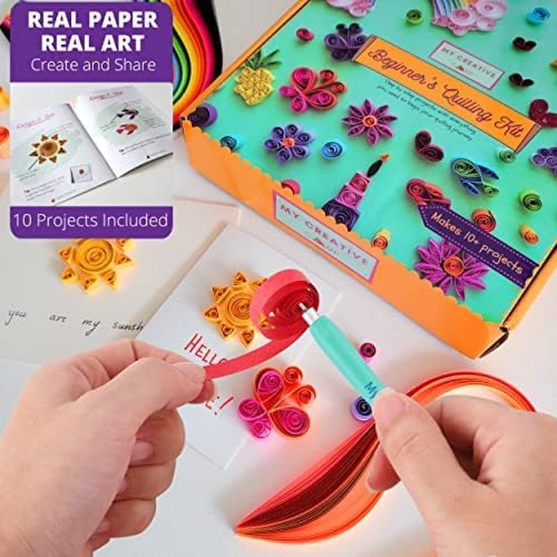 Beginner'S Quilling Kit for Kids and Adults, DIY Craft Kit for Kids and Adults, Paper Quilling Kit for Beginners with Tools, Instructions &amp; Storage Box, Makes 10+ Fun Projects