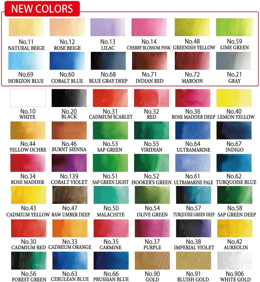 Gansai Tambi 48 Colors Set, Watercolor Paint Set, Professional-Quality for Artists and Crafters, for Adult, Ap-Certified, Made in Japan