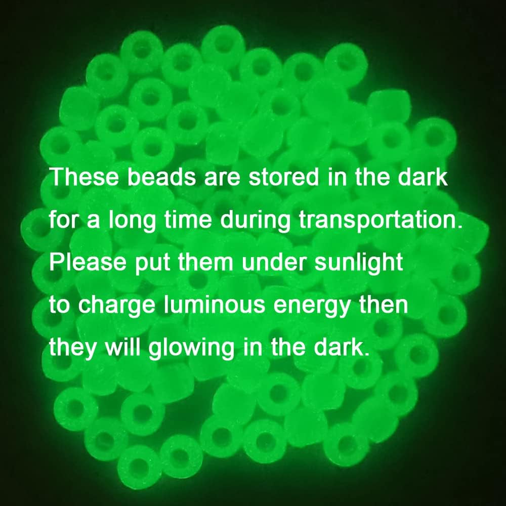 700Pcs UV Pony Beads Luminous Beads Changing UV Reactive Plastic Beads Glow in the Dark Fun for Jewerly Bracelets Making 8X6Mm
