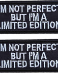 Embroidered Phrase Patches, 2Pcs "I'M Not Perfect but a Limited Edition" Iron on Sew on Patch Repair Accessories for Hats Bags Clothes Jacket Jeans Backpacks
