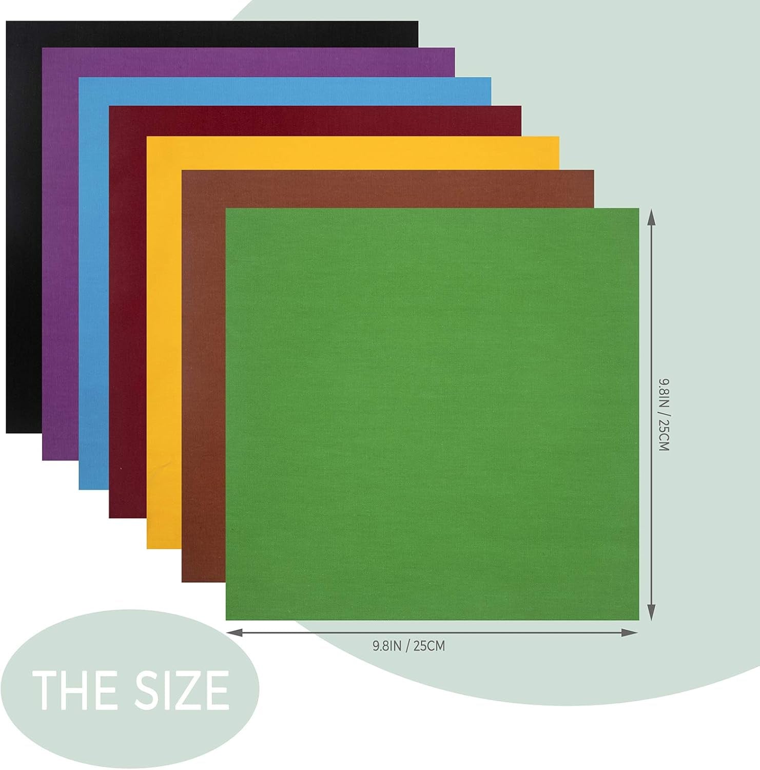 50Pcs 9.84" X 9.84" (25Cm X 25Cm) Cotton Fabric Bundle Precut Squares Fat Quarter for Patchwork Sewing DIY Craft Quilting Fabric (Bright Solid Colors)