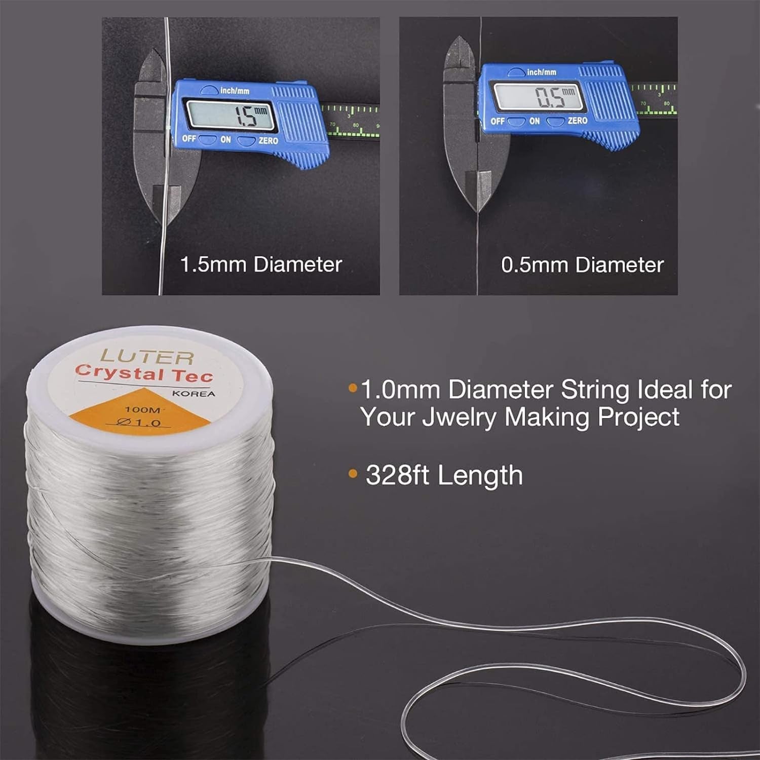 1Mm Clear Bead Cord Crystal Elastic Stretchy Bracelet String for Jewelry Making Necklace Bracelet Beading Thread (328Ft)