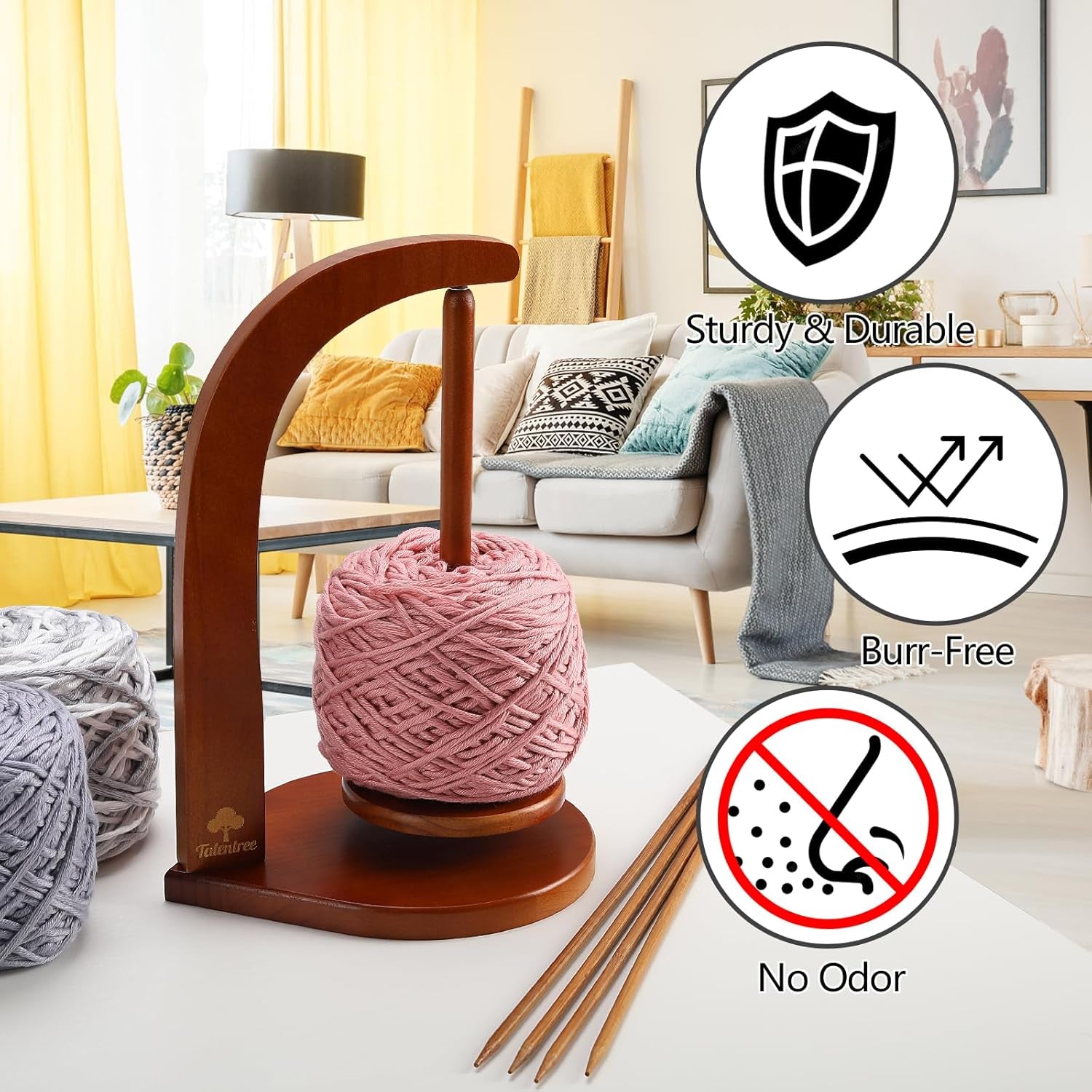 Yarn Holder for Crocheting and Knitting, Wooden Yarn Spinner, Magnetic Yarn Ball Holder, Yarn Spindle Dispenser, Gift for Crochet Lovers