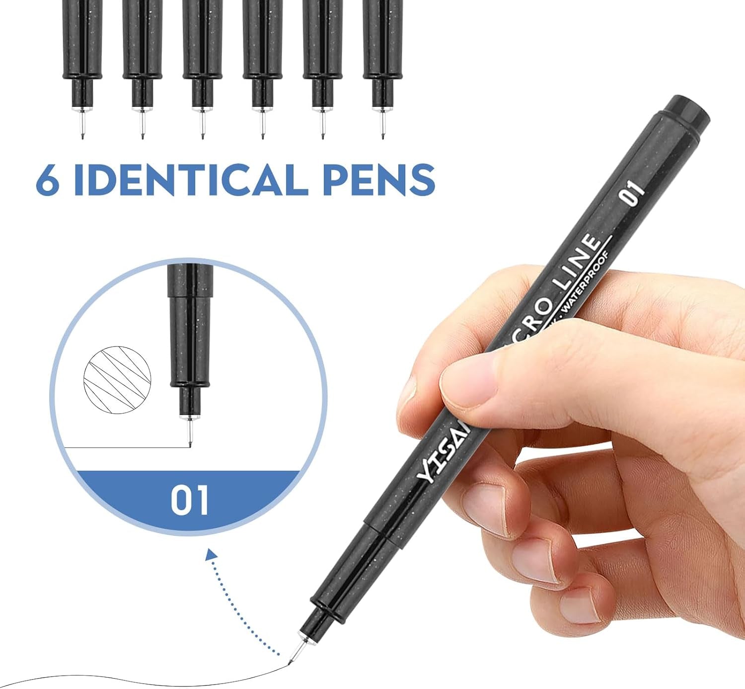 Ultra Fine Tip Pens,Writing Pens,0.25Mm,Fine Point,No Bleed,Art Markers for Drawing,Bible,Manga,6 PCS,70320