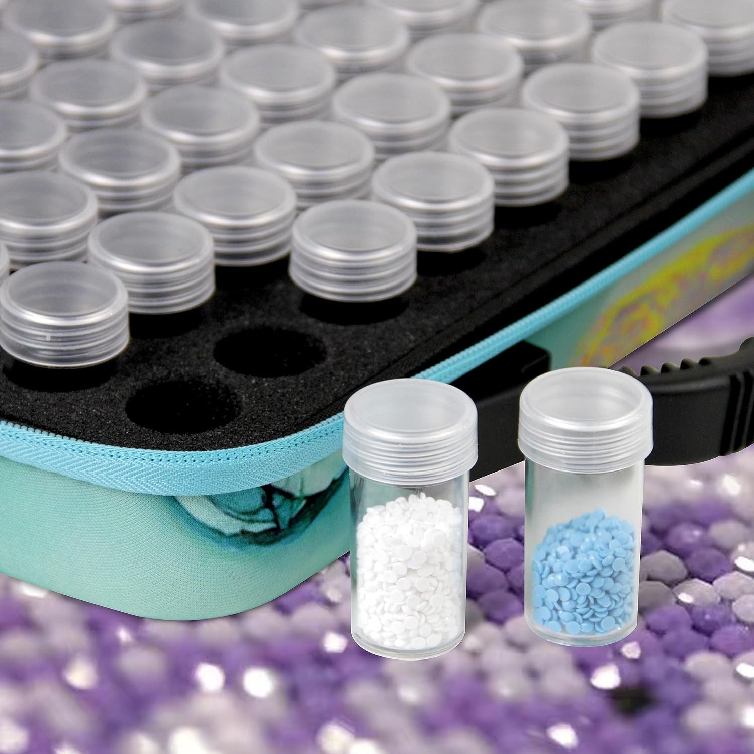 70 Slots Diamond Painting Storage Container, Diamond Painting Accessory Kit with Tools, Shockproof Storage Box for Diamond Art Craft Jewelry Bead Rhinestone Organizer.