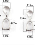 2Pcs 925 Sterling Silver Pendant Bail Connector Pinch Clasp for Necklace DIY Jewelry Craft Making Handmade Beading Fittings Accessories 1.7Cm