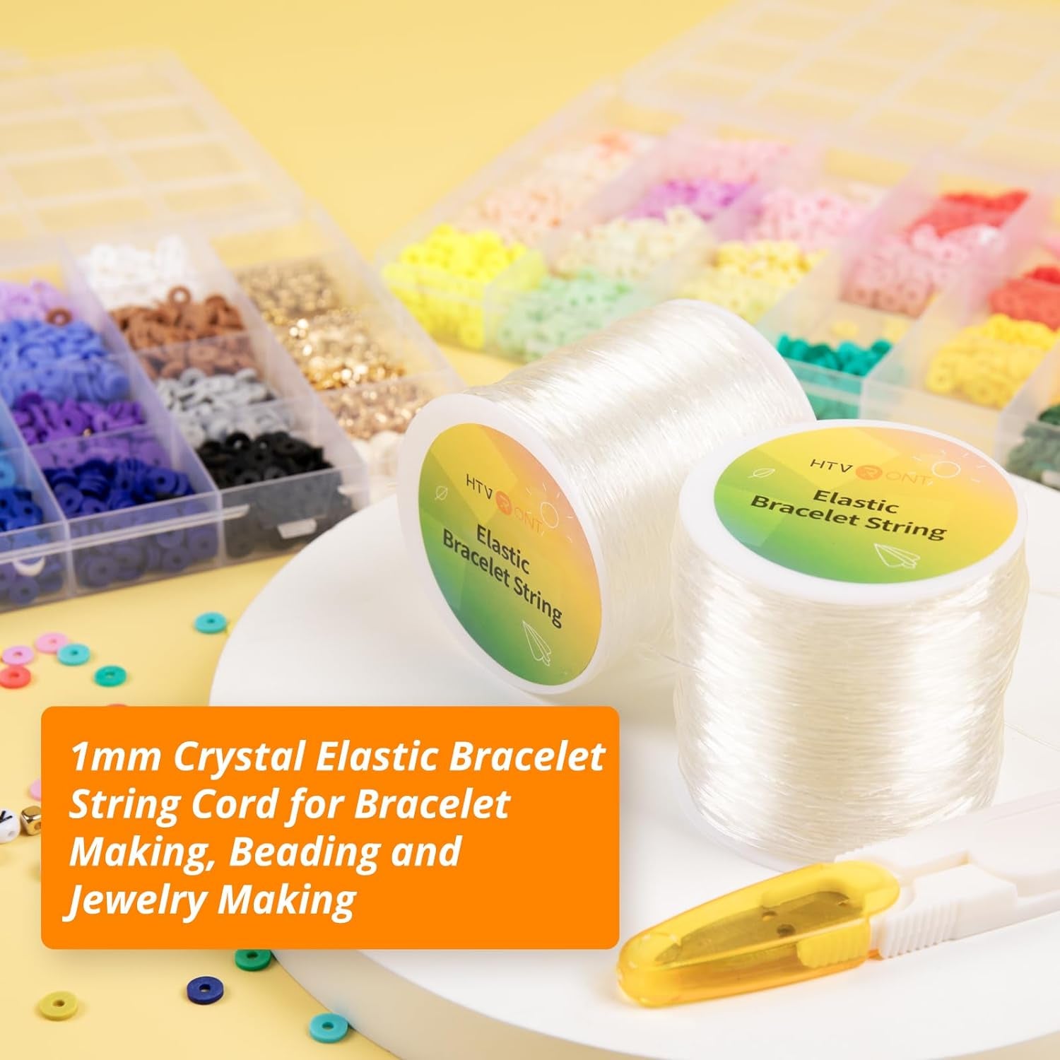 Stretchy Bracelet String - 1Mm Elastic String for Bracelet Making, 120M Elastic Cord for Bead Bracelets, Clear Bead String for Jewelry Making, Includes Bead Needle