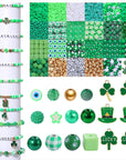 2566PCS+ St. Patrick'S Day Beads for Jewelry Making Green Heishi Pearl Star Letter Clay Wooden Irish round Loose Beads with Enamel Luck Shamrock Hat Pendants for DIY Necklace Bracelets Making Kit