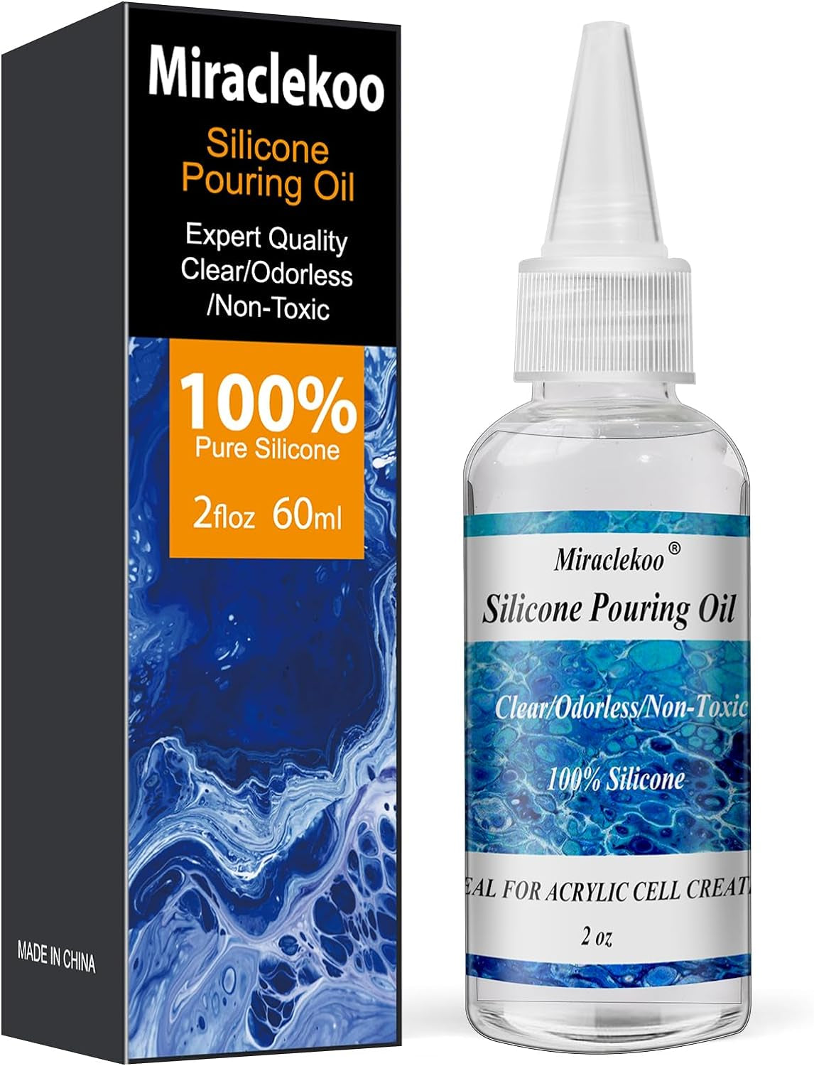Silicone Pouring Oil Acrylic Pouring Oil Cell Activator Pure Silicone Oil for Cell Creation in Acrylic Paint,2 Ounce