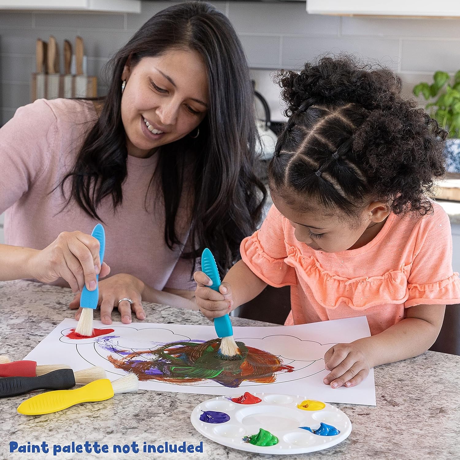 Triangle Grip Paint Brushes - Set of 6 - 1 Size - 18M+ - Easy to Grip Paint Brushes for 2, 3 and 4 Year Olds - Encourage Writing Grip