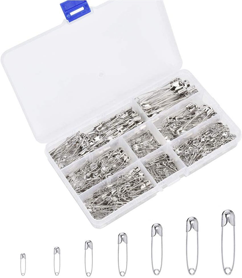 46 PCS Safety Pins, Premium Safety Pins Metal Silver Sewing Pins Set Durable Assorted 7 Sizes 19Mm - 54Mm for Home Office Use Art Craft Sewing Jewelry Making