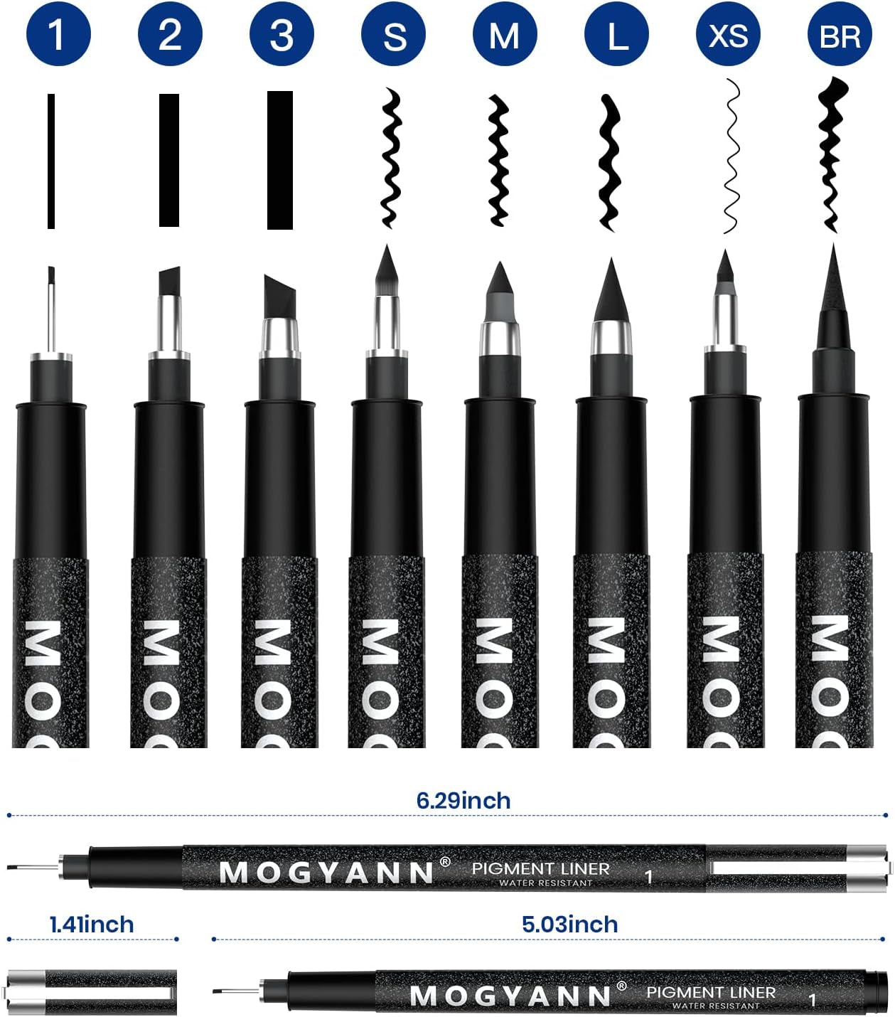 Art Pens, Black Drawing Pens 8 Size Ink Pens Set for Artist Writing, Sketching, Manga, Anime
