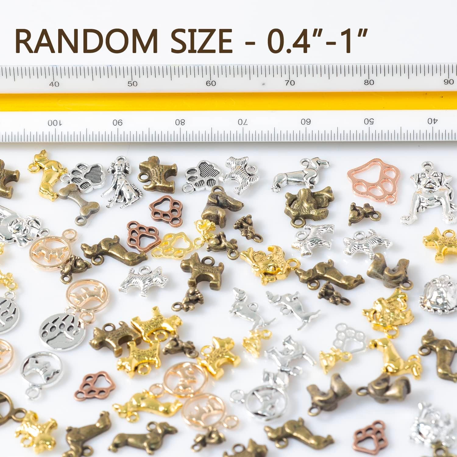 100 Gram Metal Charms for Jewelry Making, Silver & Gold, Bulk Pack for Bracelets, Necklaces, Crafts