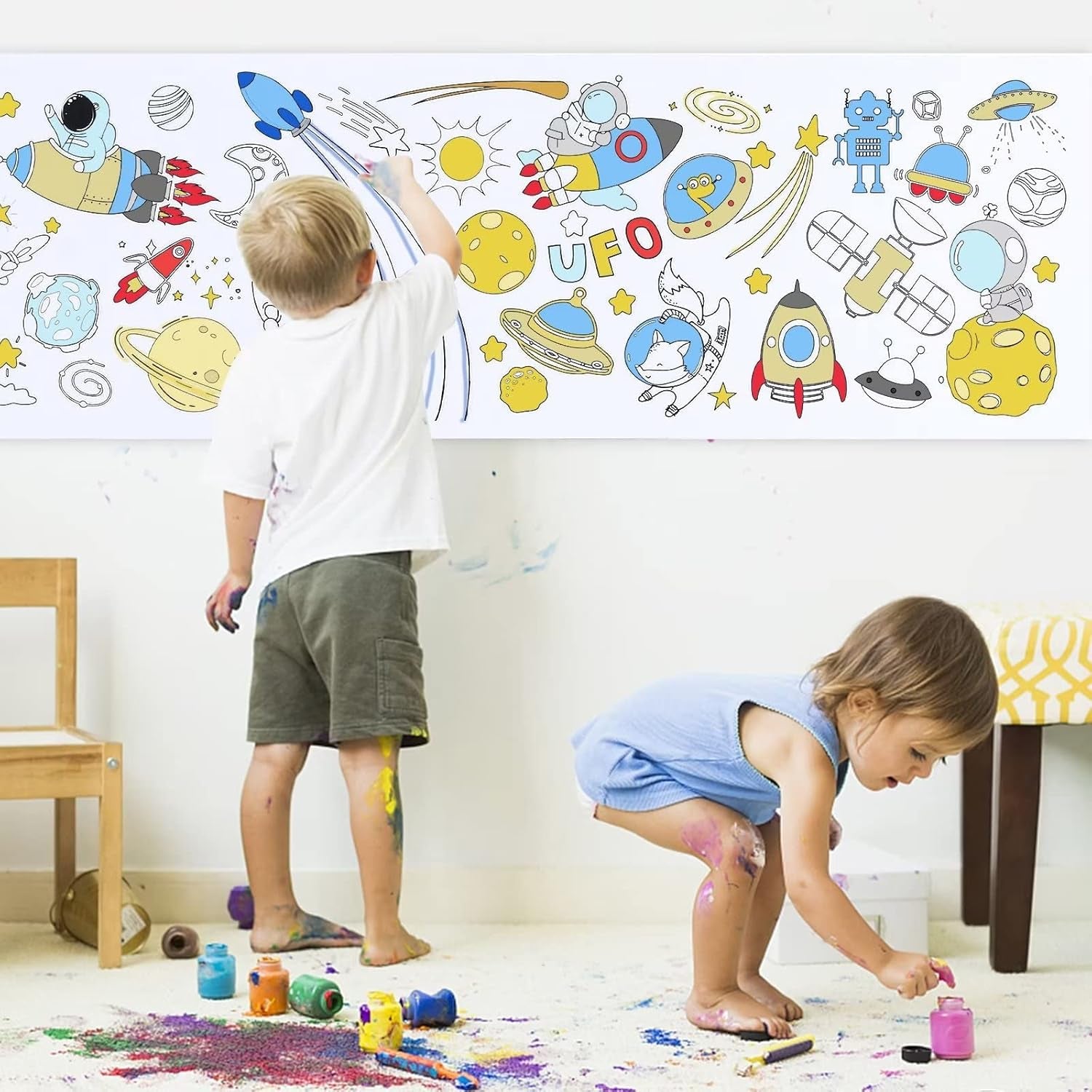 10 Pieces Children Drawing Roll, 12×39 Inches Coloring Paper Roll, DIY Painting Color Filling Paper for Kids