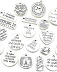40Pcs Inspiration Words Charms Craft Supplies Beads Charms Pendants for Jewelry Making Crafting Findings Accessory for DIY Necklace Bracelet (M331)