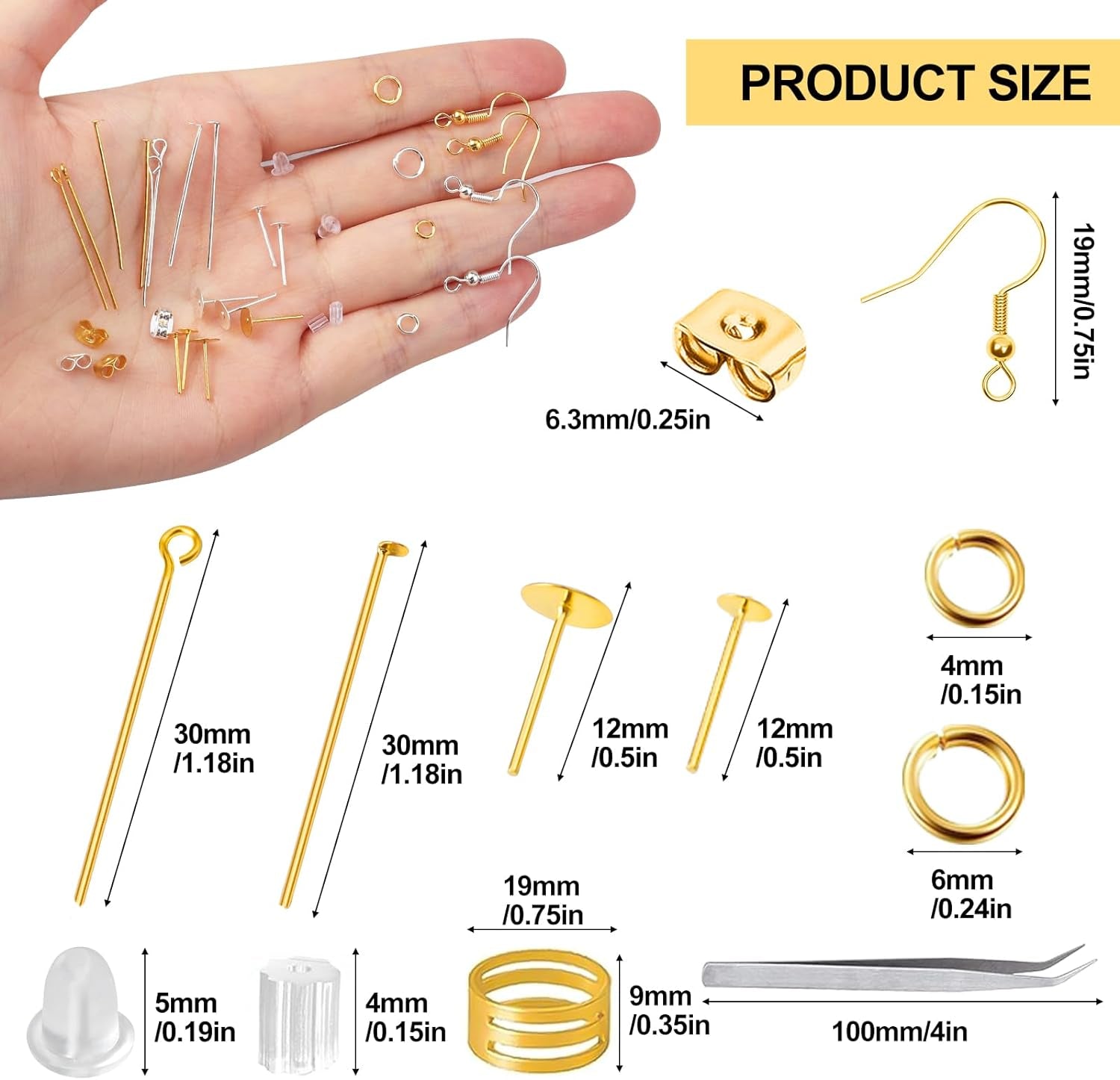 3480Pcs Earring Making Supplies Kit with Earring Hooks, Earring Pins, Jump Rings, Earring Backs, Posts and Earring Making Findings for Jewelry Making Supplies and Earring Repair, Gift for Women