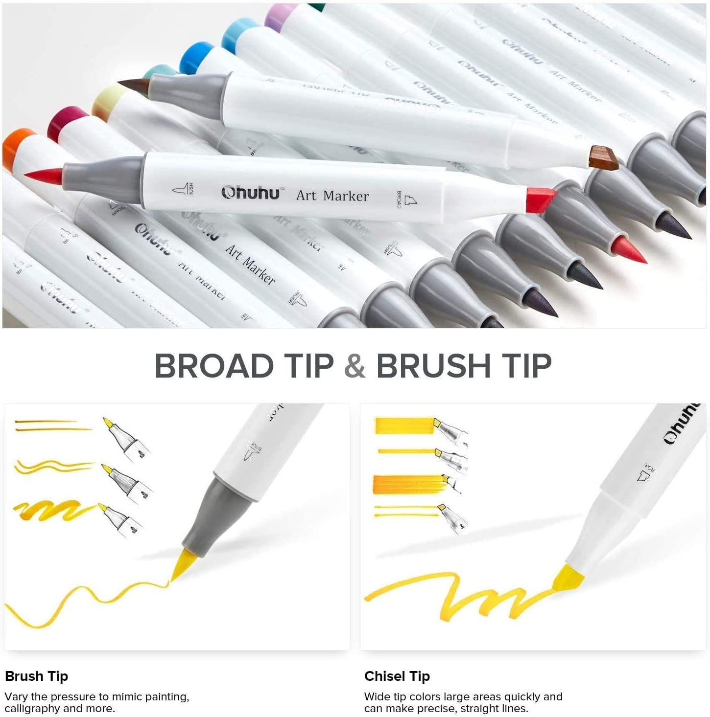 Alcohol Markers Skin Tone Brush Tip -Skin Color Art Marker Set for Artist Adults Coloring Illustration -36 Portrait Colors - Refillable Ink - Brush & Chisel Dual Tips- Honolulu of  Markers