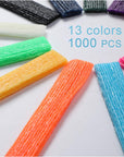1000PCS Wax Craft Sticks Bendable Sticky Wax Yarn Sticks in 13 Colors with Blue Storage Bag for Kids DIY Art Supplies