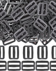 100Pcs 1 Inch Tri Glides Slides, Plastic Slide Buckle Adjustable Webbing Slides Adjusters for Belt Backpack Bags, Black