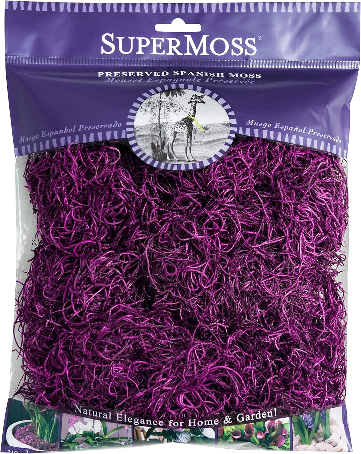Super Moss 7 59834 8 26961 Spanish Moss Preserved, 120 In3 Bag (Appx. 4Oz), Violet