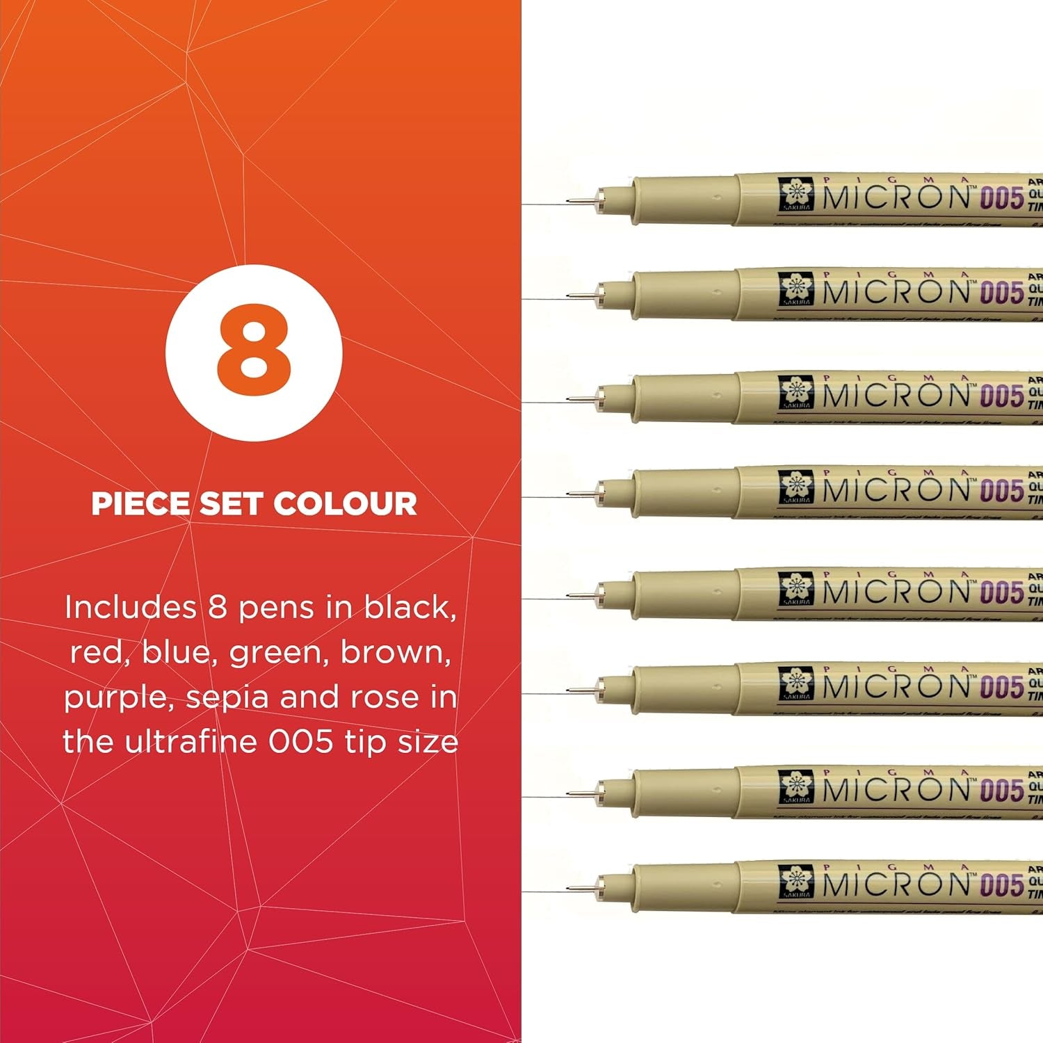 Pigma Micron 005 8 Color Set Water Based Pigment for Illustration - Holiday Gifts for Artists, Crafters & DIY Gifts Projects