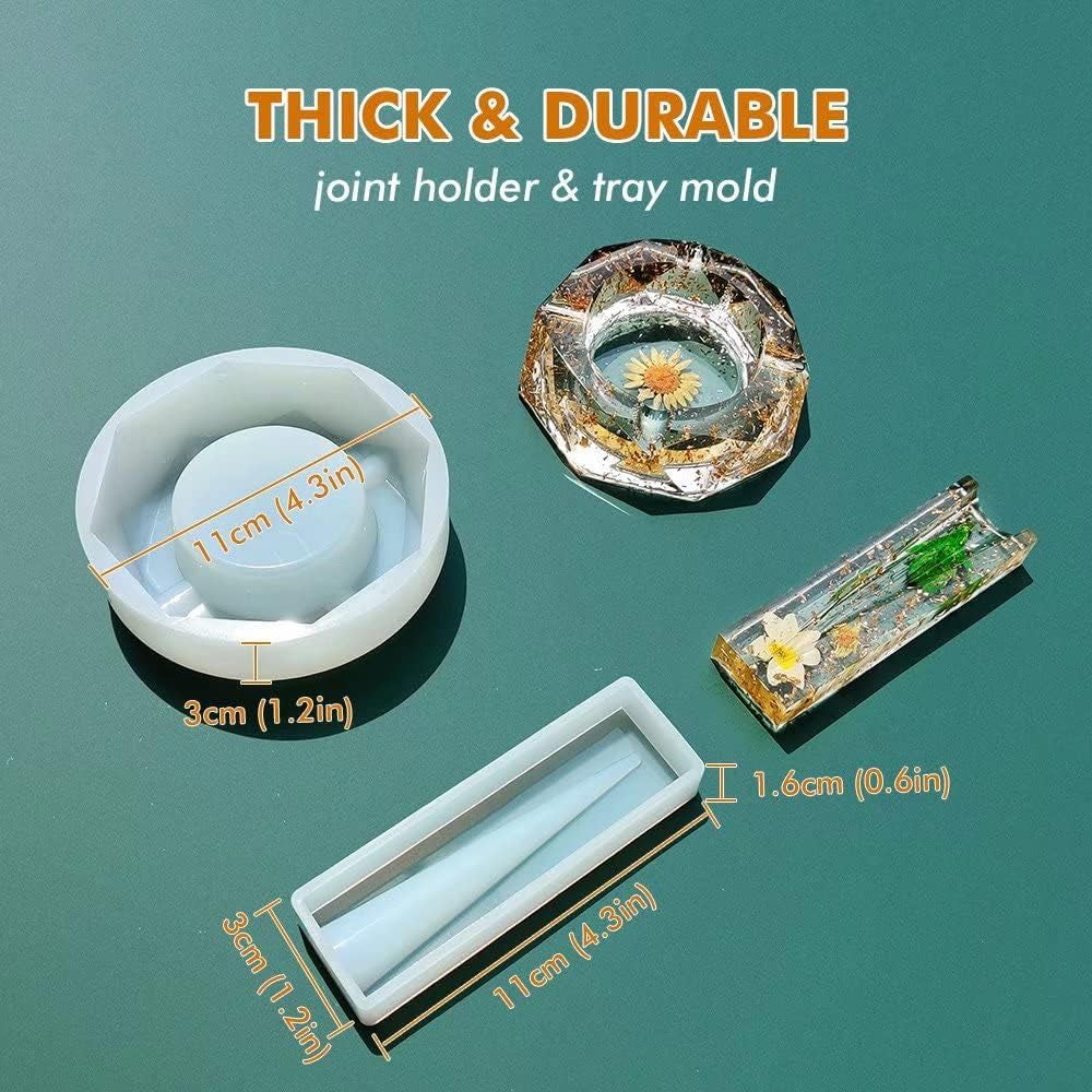 6 PCS Silicone Molds for Resin - Large Resin Molds with Rolling Tray Mold and Resin Grinder Mold for Grind and Storage, DIY Resin Epoxy Kit