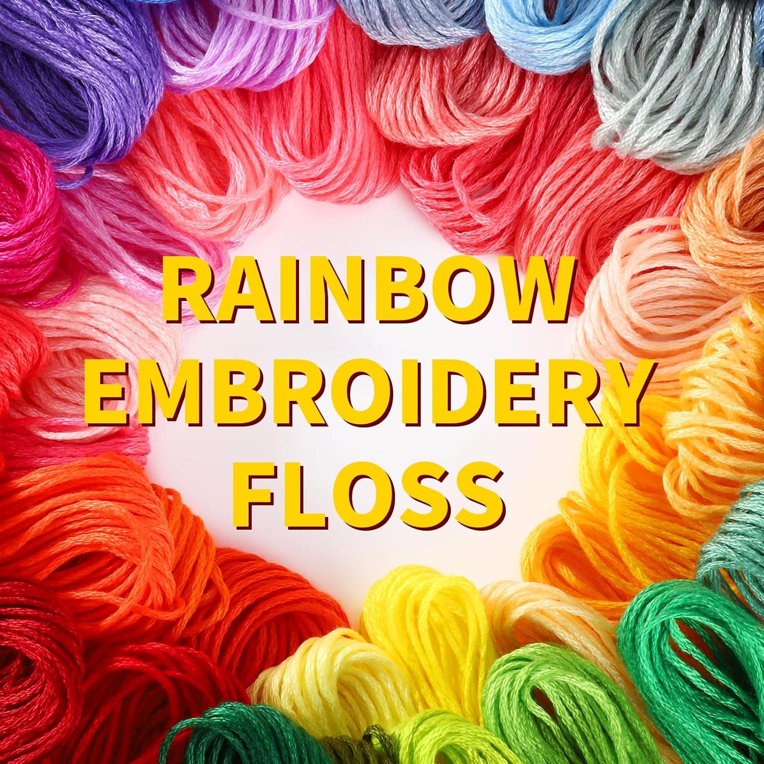 50 Skeins Professional Rainbow Color Embroidery Floss, Embroidery Thread Kits for Cross Stitch, Bracelet Friendship and Craft Floss
