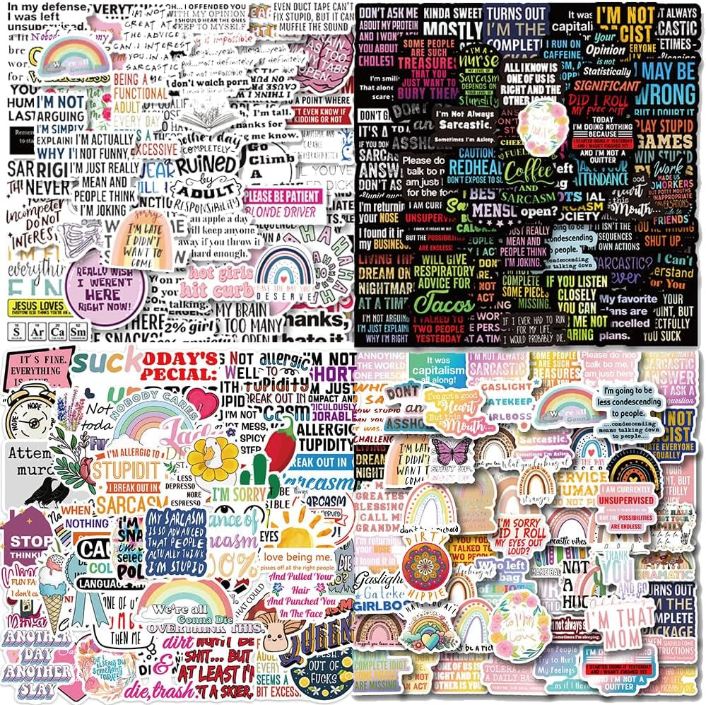 200 PCS Boho Sarcastic Stickers,Funny Stickers for Adults,Snarky, Humorous Quotes Stickers for Water Bottle,Laptop,Phone,Hard Hat,Bumper,Gifts for Adult