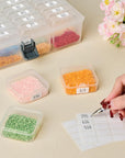 Small Bead Organizers with Handle, 24 Pcs Plastic Storage Cases, Mini Clear Craft Containers with Hinged Lid and Label Small Parts Storage Boxes for DIY Art Craft Accessories