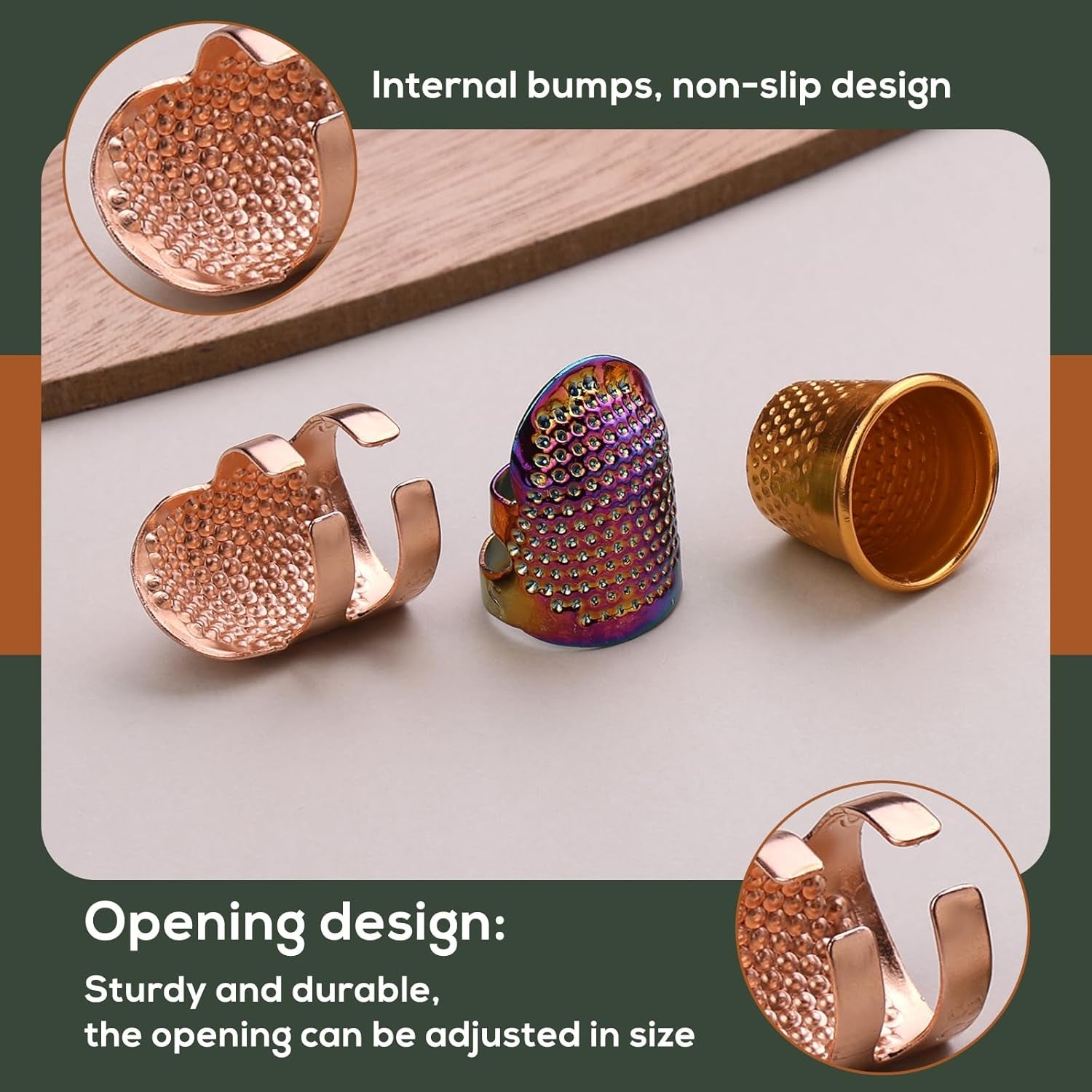 8 Pcs Metal Sewing Thimble, Adjustable Thimble for Hand Sewing Finger Protector,Diy Sewing Tools Accessories, Sewing Thimble Cap with Plastic Storage Box