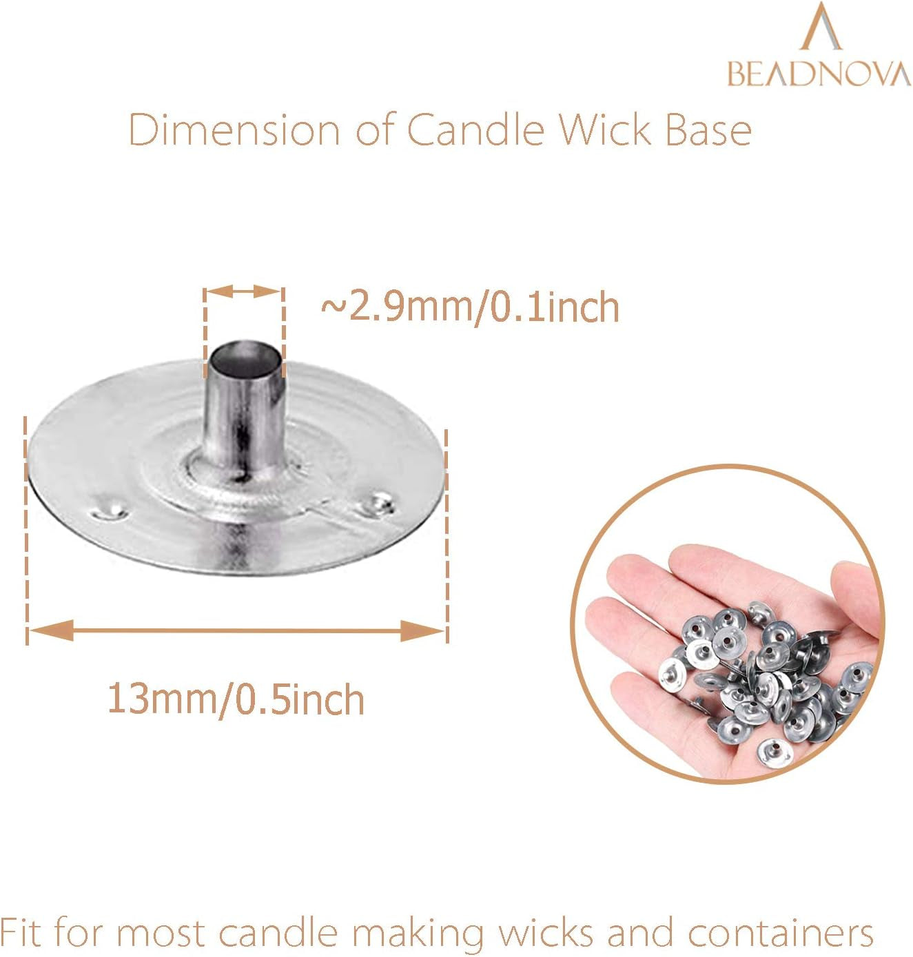 Candle Wick Tabs 300Pcs Metal Candle Wick Sustainer Tabs for Candle Making and Candle DIY (12.5Mm/ 0.5Inch)
