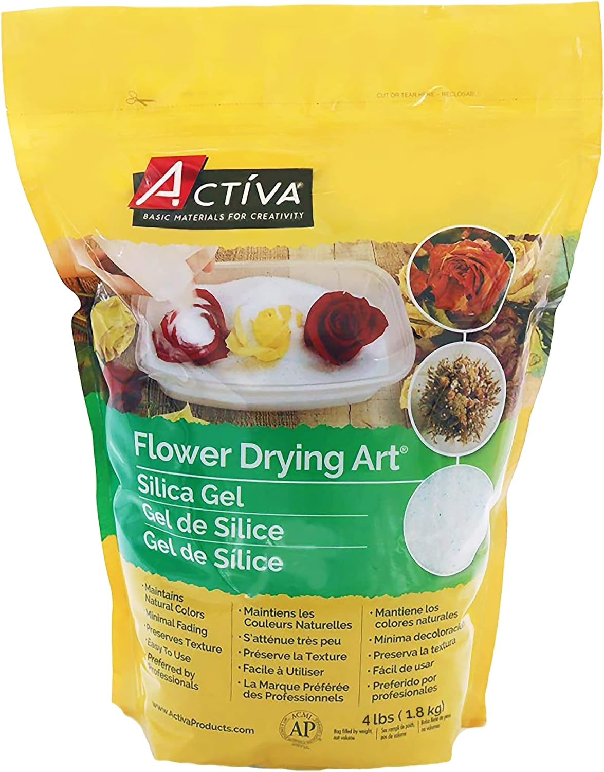 Art Silica Gel, 4 Pounds Flower Drying Compound, White