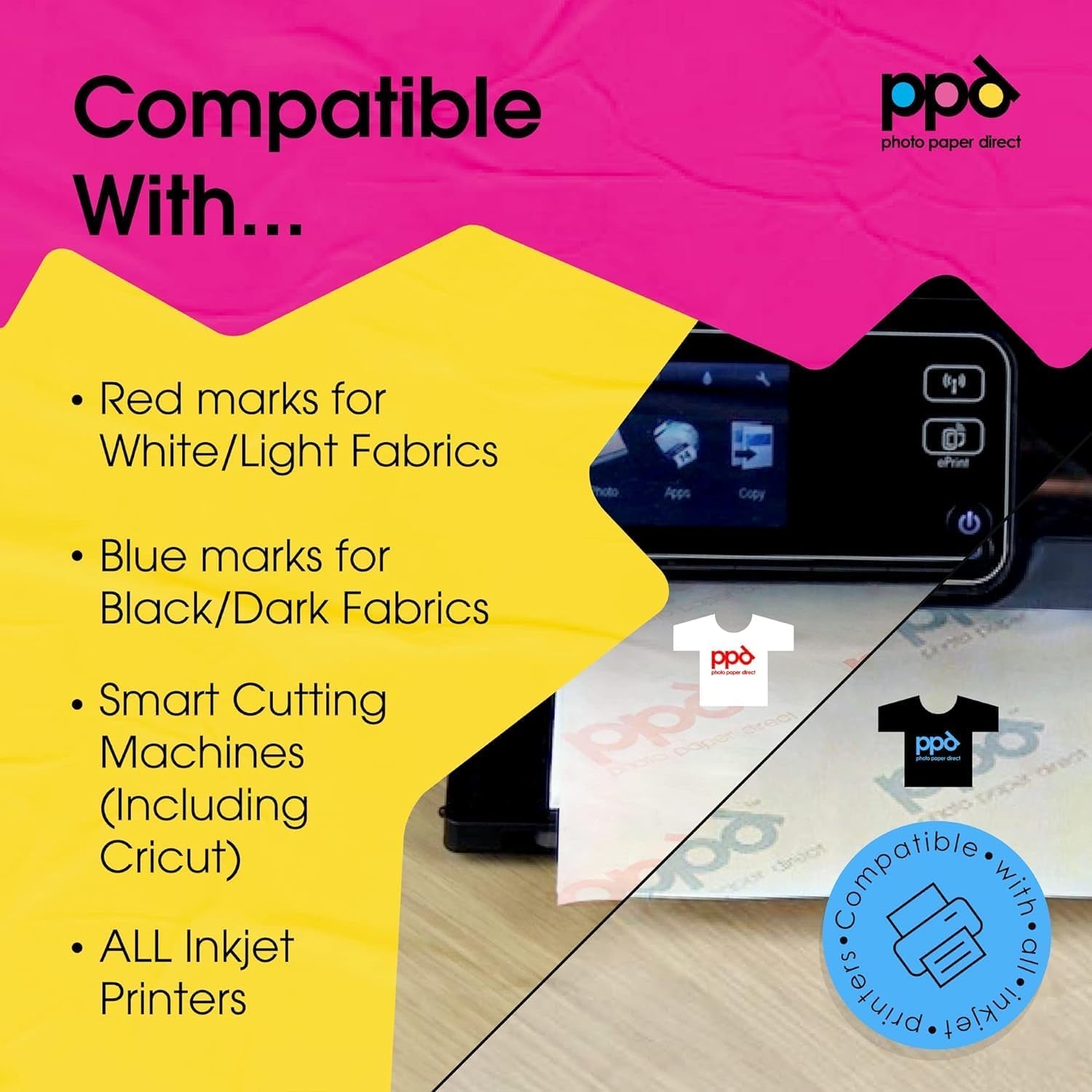 Inkjet Heat Transfer Paper for T-Shirts 20 Sheet Pack Mixed Light & Dark Letter 8.5X11" - (-5-MIX-20)