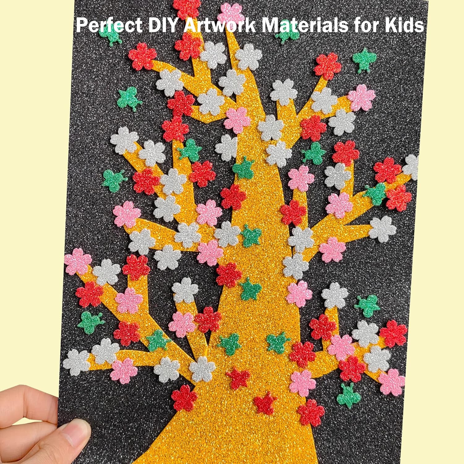 Sticky Glitter Foam Sheets, 20 Packs Thick Self-Adhesive Sparkle EVA Paper Stickers for School Projects, 30 X 20Cm (Multi-Color)