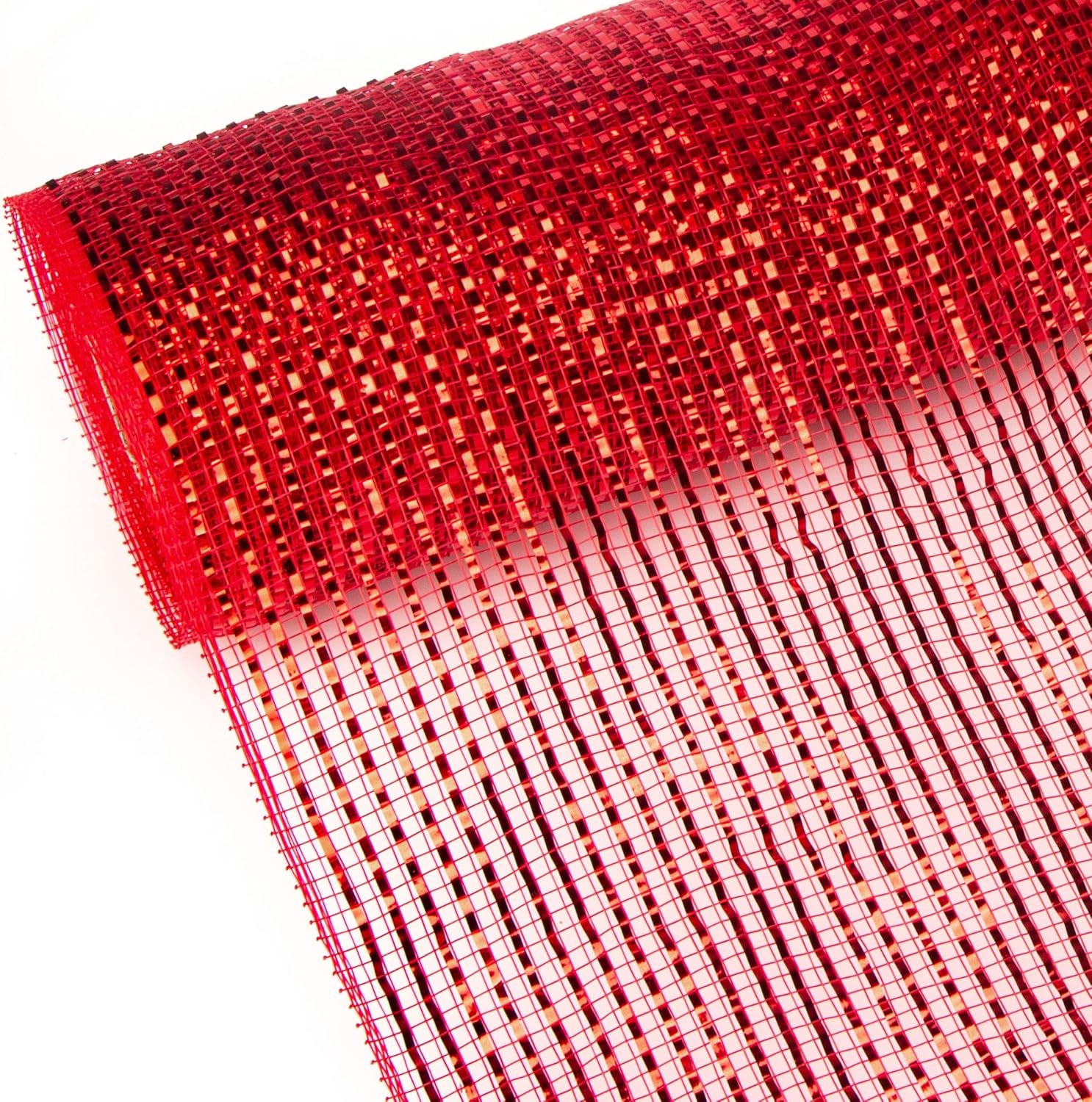 Red Deluxe Metallic Mesh Ribbon,10 Inch X 30 Feet(10Yard), Red with Deluxe Red Wide Foil, Christmas Ribbon for Wreath Swags and Christmas Tree