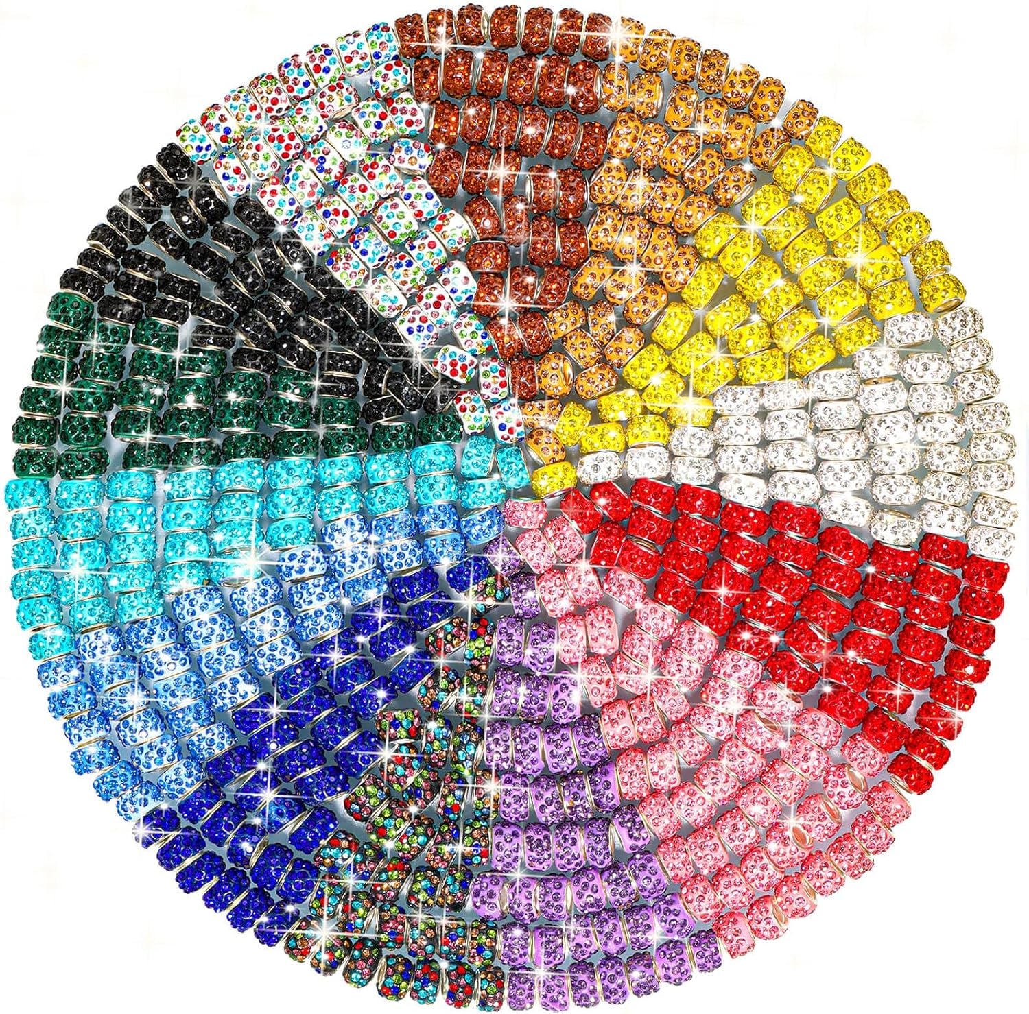 200 PCS Large Hole Beads for Jewelry Making,  European Beads Bulk Spacer Beads with Mixed Color Rhinestone Beads Charms for DIY Craft Bracelet Necklace Earring Making