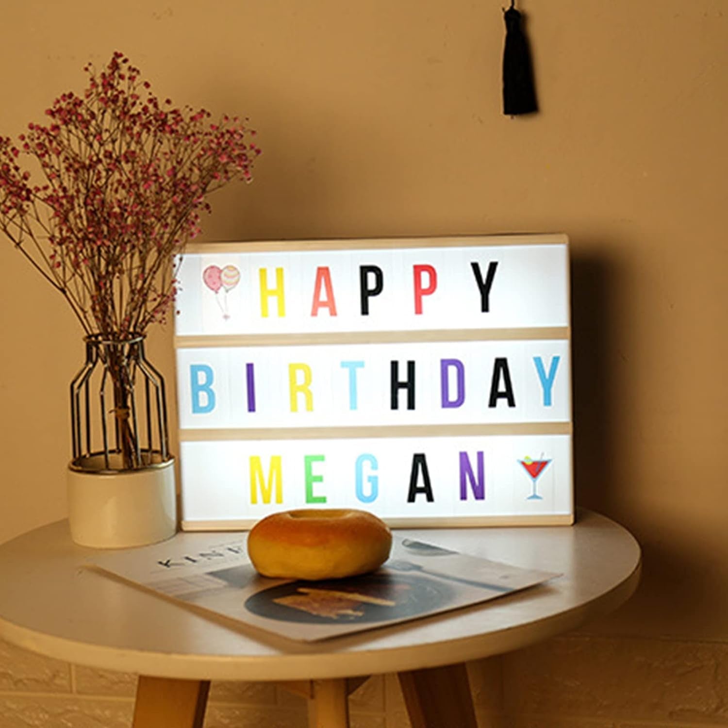 Cinema Light Box Personalized Neon Signs, Warm White Leds Lightbox with Letters, Numbers, Symbols