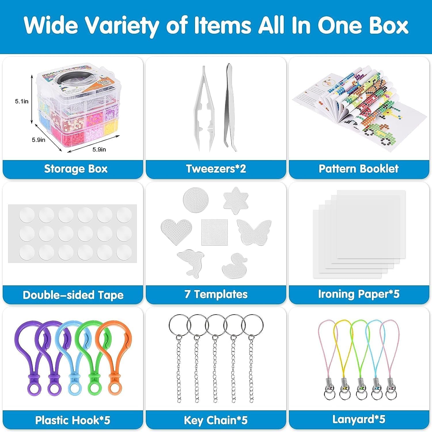 Fuse Beads Kit,10000Pc 5MM Melty Beads Set, Iron Melting Beads Craft Kit with Pegboards,Ironing Paper and Chain Accessories, Arts and Crafts Set for Kids Boys Girls Christmas Birthday Gift