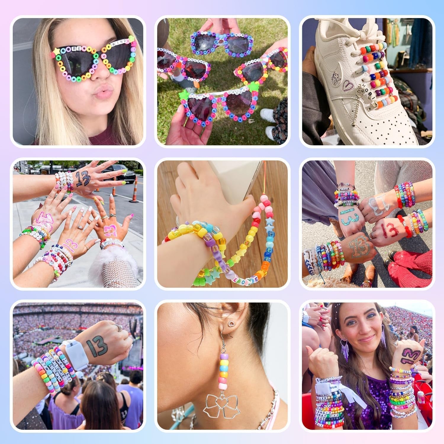 5 Boxes Bracelet Making Kit Pony Beads, 96 Colors 6X9Mm Friendship Bracelet Kit Large Plastic Kandi Beads for Bracelets with 800Pcs Letter Bead Bulk Crafts Gift for Kids Adults DIY Jewelry Toys